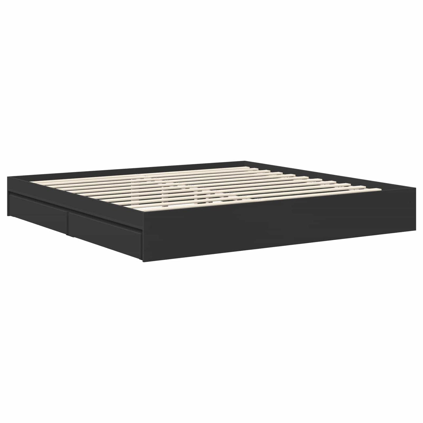 Seng med Oppbevaring Svart 200 x 200 cm Konstruert tre