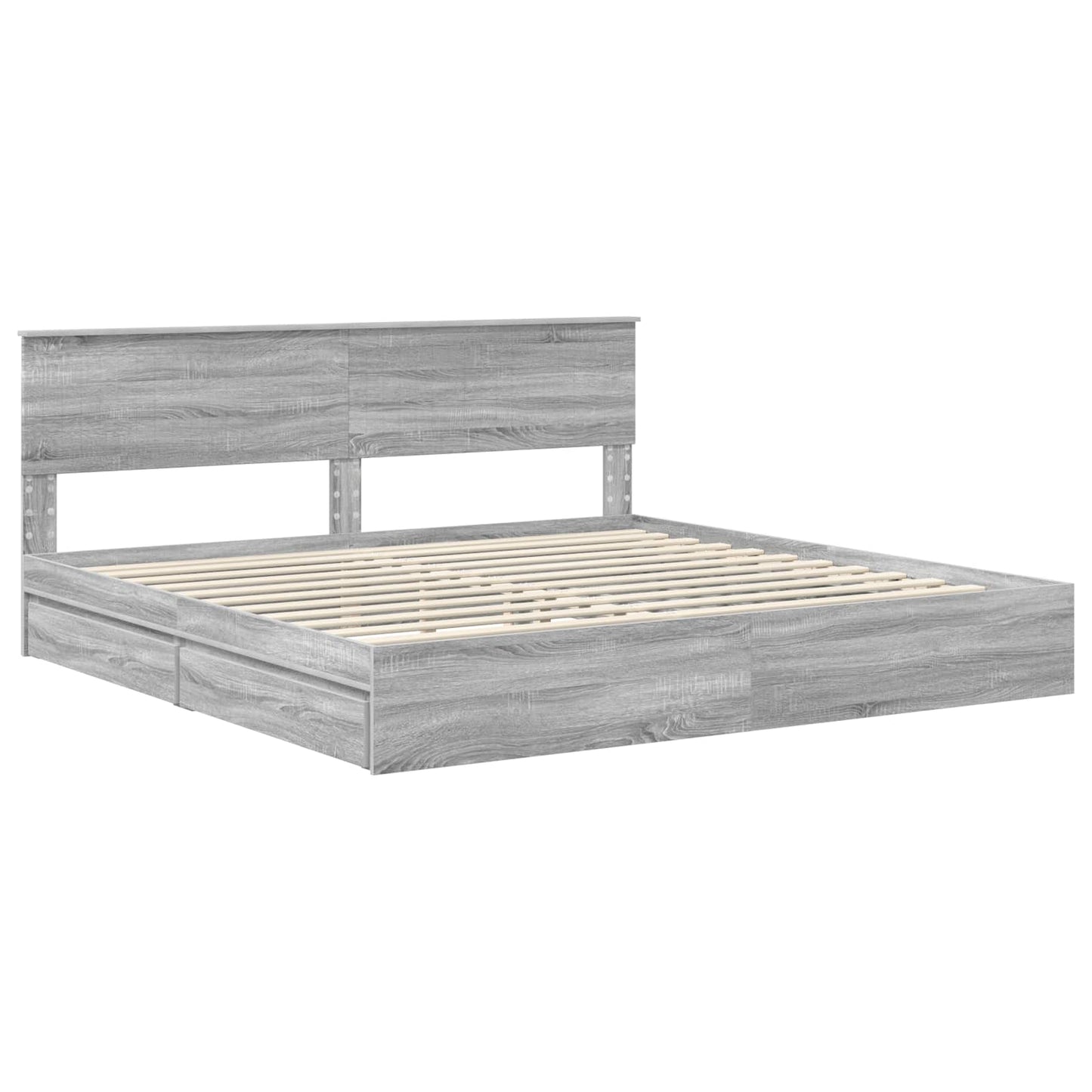 Seng med Oppbevaring Grå Sonoma 200 x 200 cm Konstruert tre