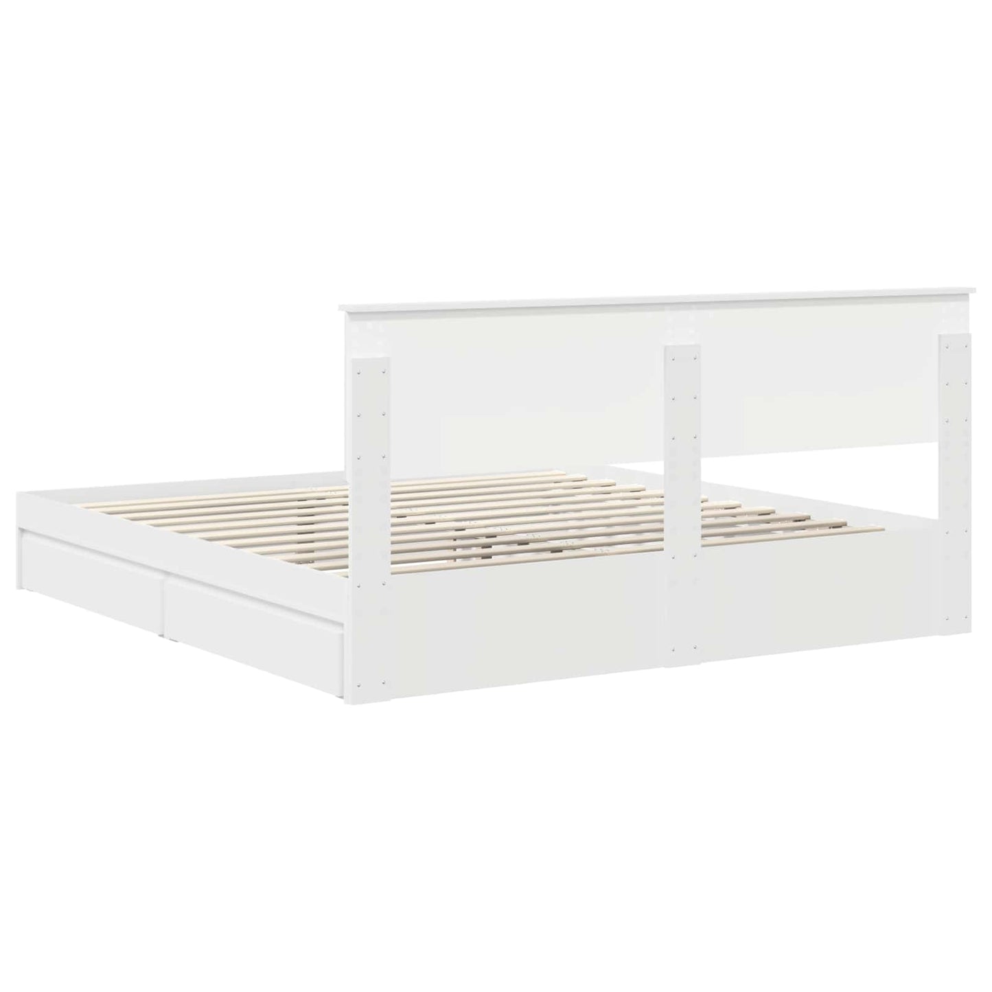 Seng med Oppbevaring med skuff Hvit 180 x 200 cm Konstruert tre