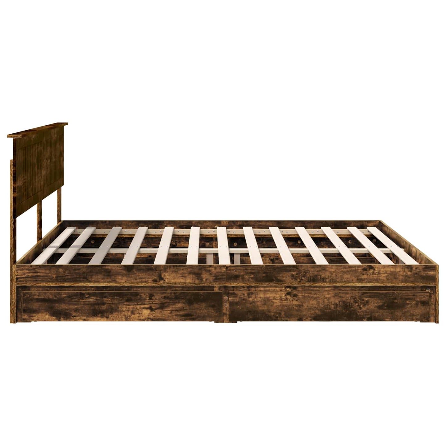 Seng med Oppbevaring Røkt eik 180 x 200 cm Konstruert tre