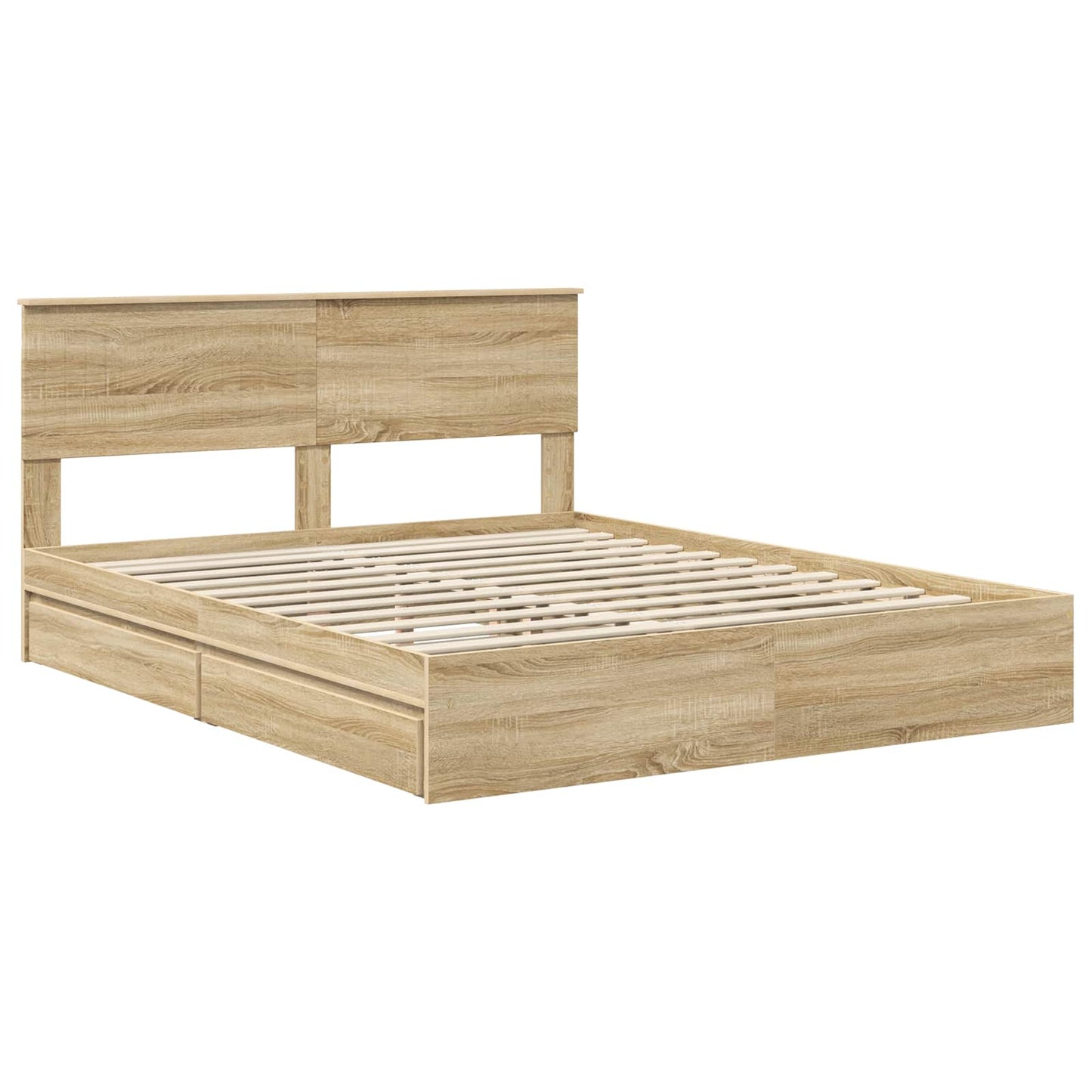 Seng med Oppbevaring Sonoma eik 160 x 200 cm Konstruert tre