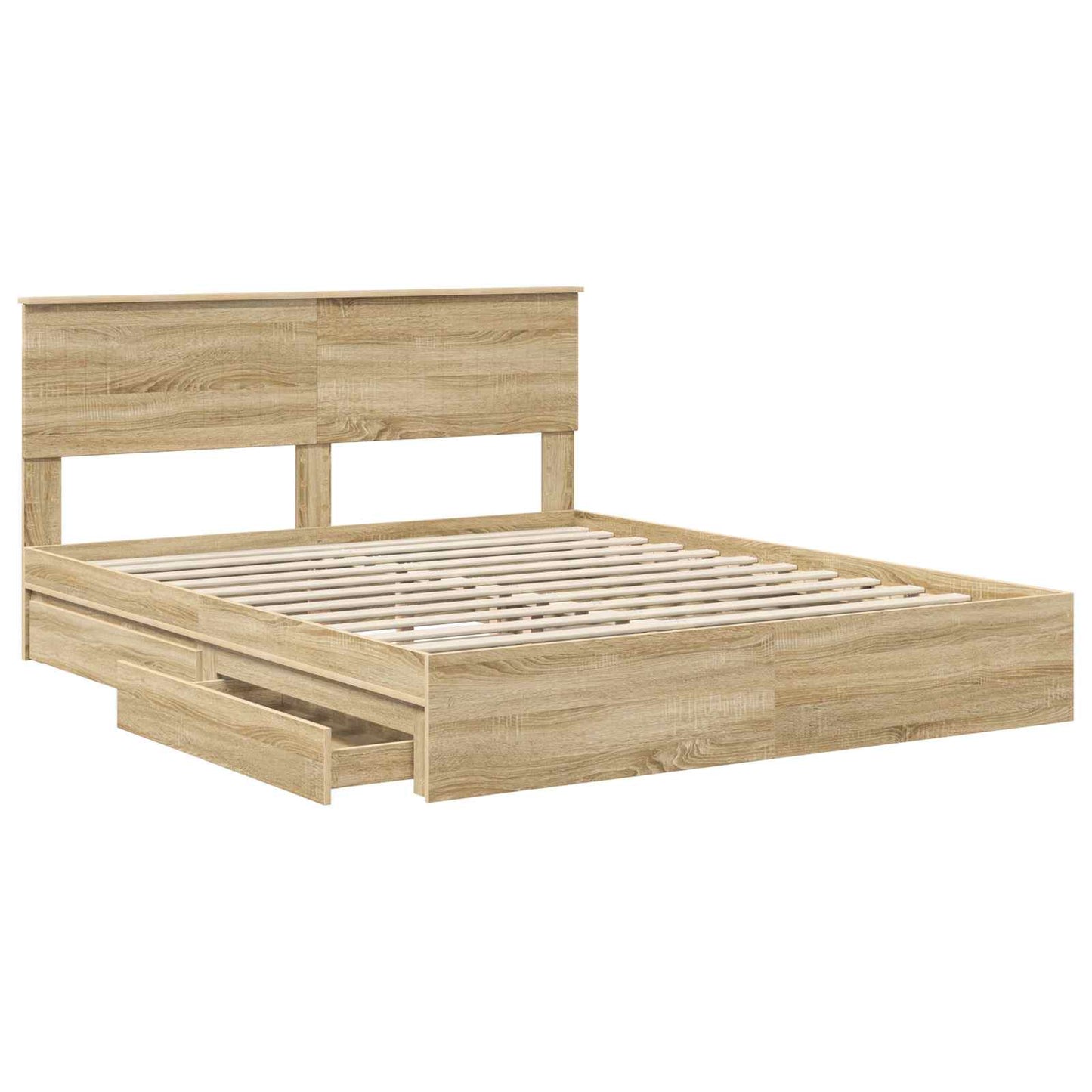 Seng med Oppbevaring Sonoma eik 160 x 200 cm Konstruert tre