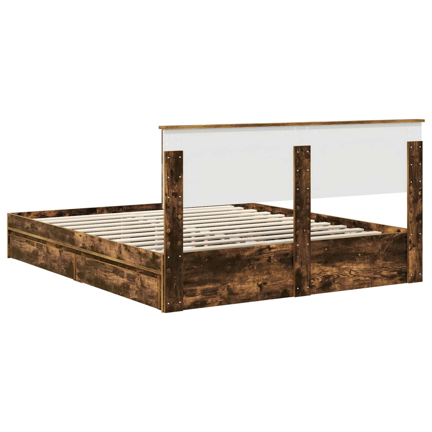 Seng med Oppbevaring Røkt eik 160 x 200 cm Konstruert tre