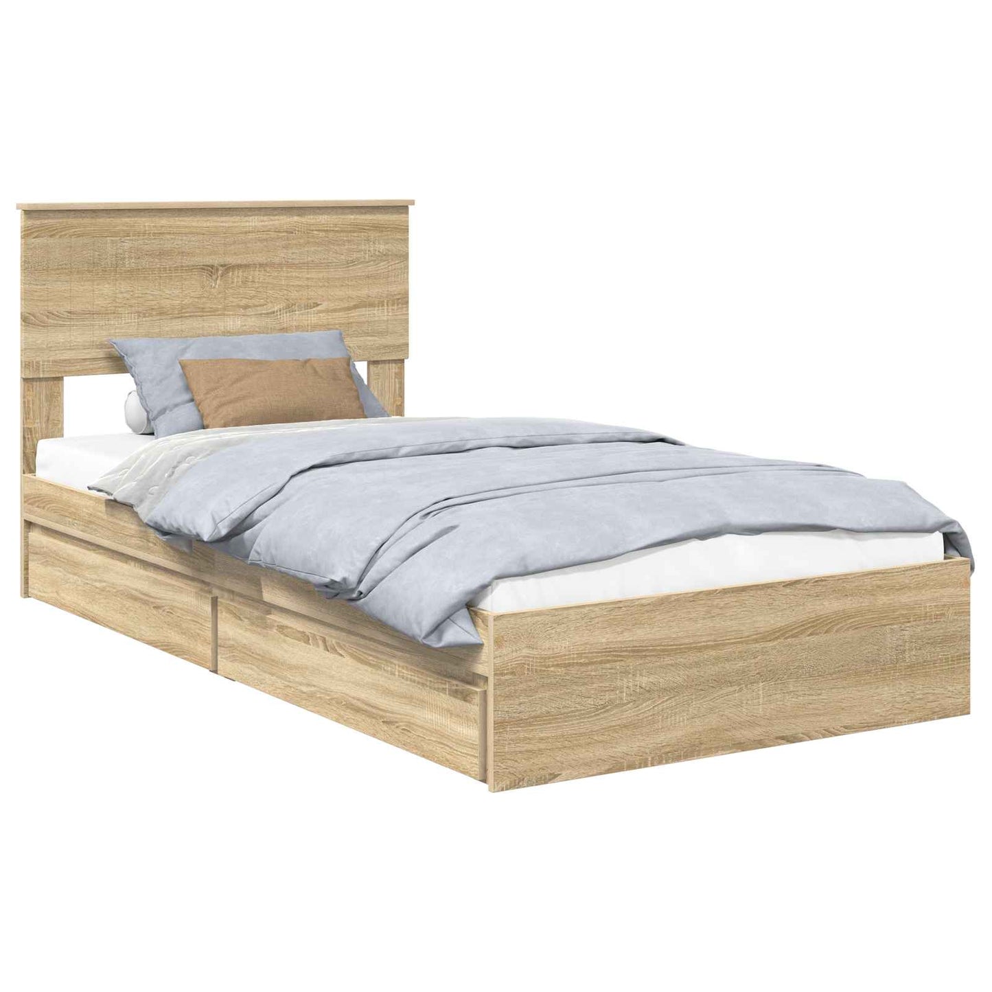 Seng med Oppbevaring Sonoma eik 100 x 200 cm Konstruert tre