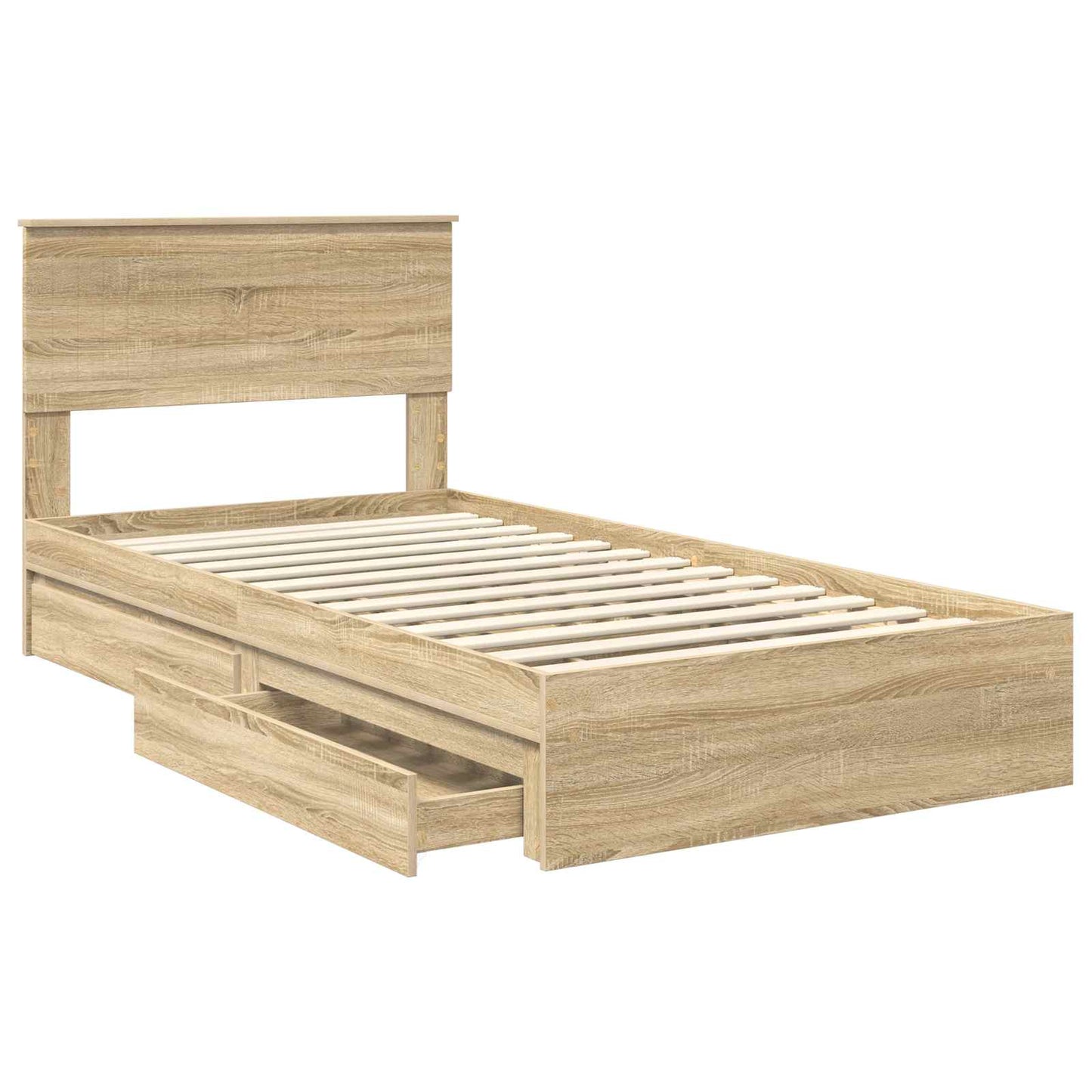 Seng med Oppbevaring Sonoma eik 100 x 200 cm Konstruert tre