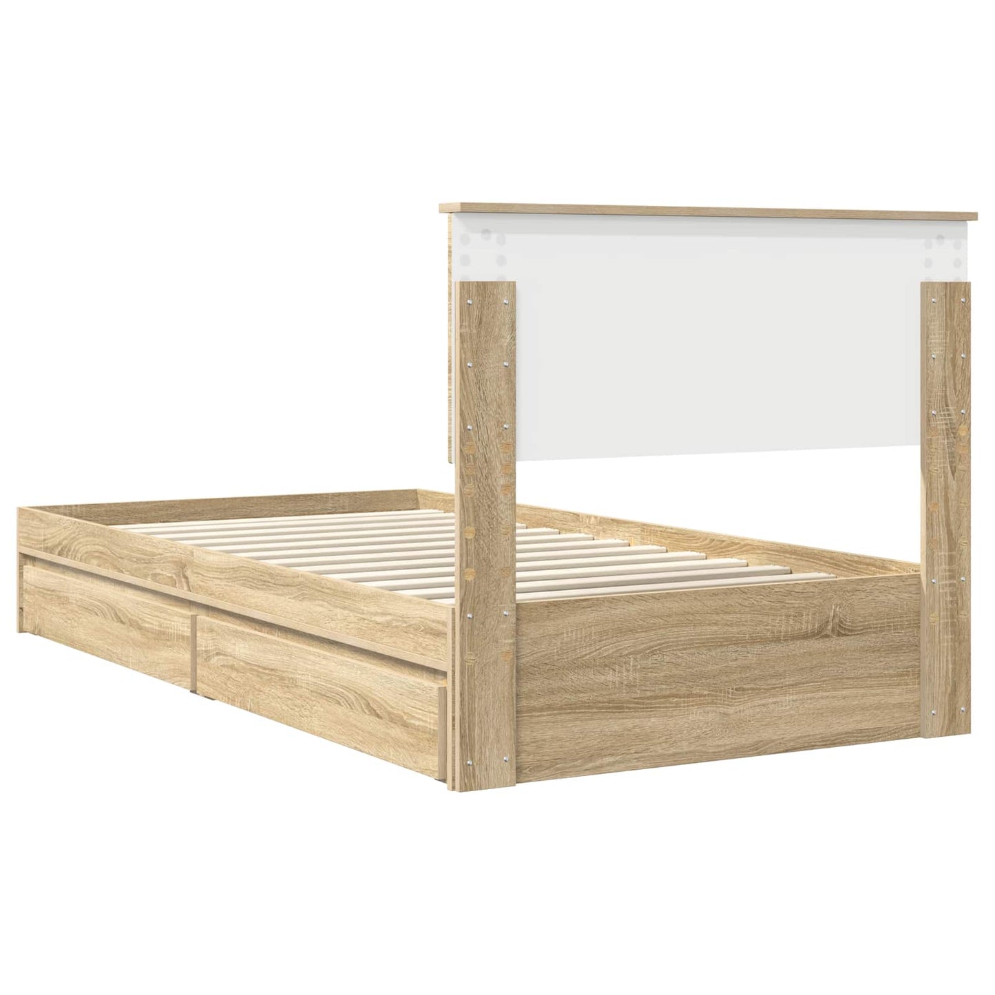 Seng med Oppbevaring Sonoma eik 100 x 200 cm Konstruert tre