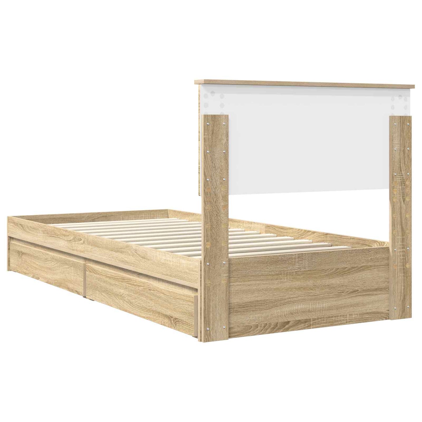 Seng med Oppbevaring Sonoma eik 90 x 200 cm Konstruert tre