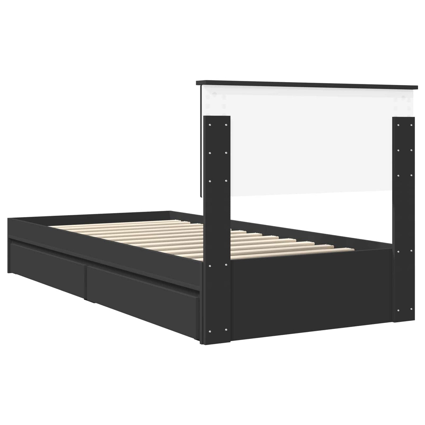 Seng med Oppbevaring med skuff Svart 90 x 190 cm Konstruert tre