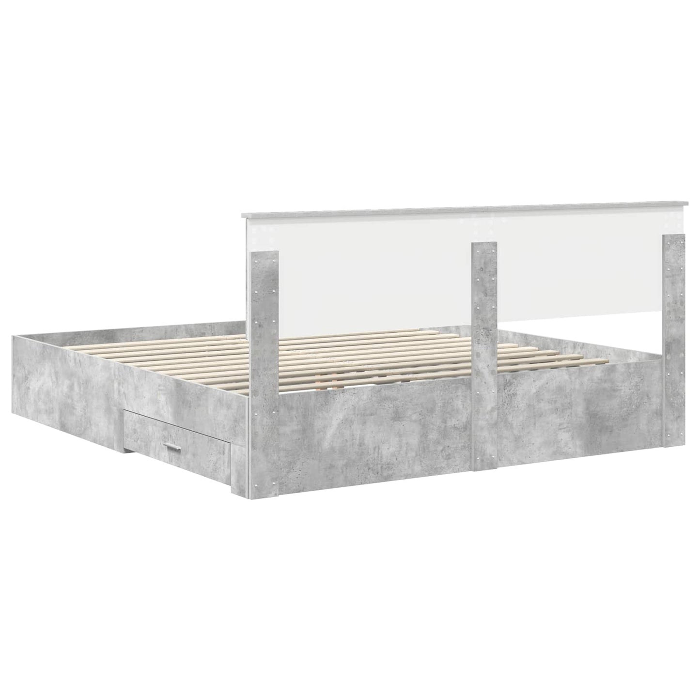 Sengestamme med skuff Betonggrå 180 x 200 cm Konstruert tre