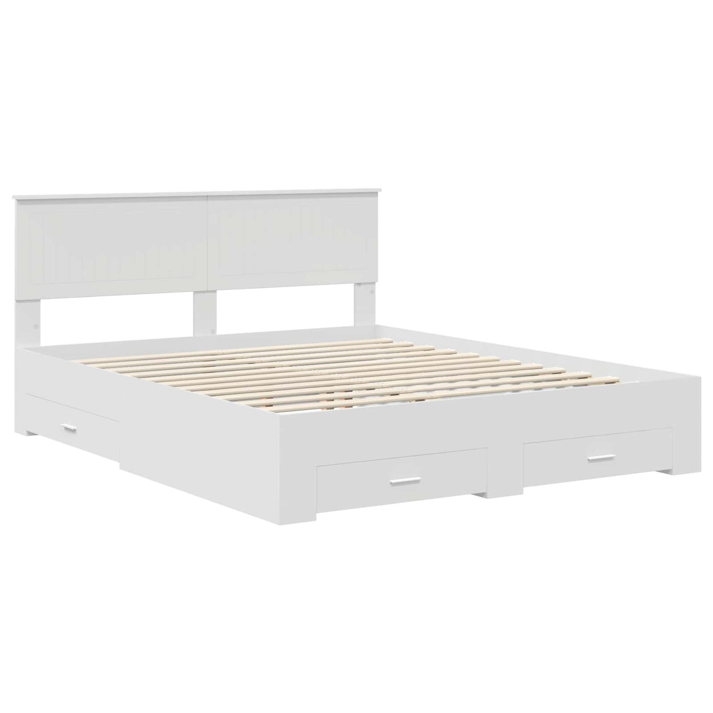 Sengestamme med skuff Hvit 160 x 200 cm Konstruert tre