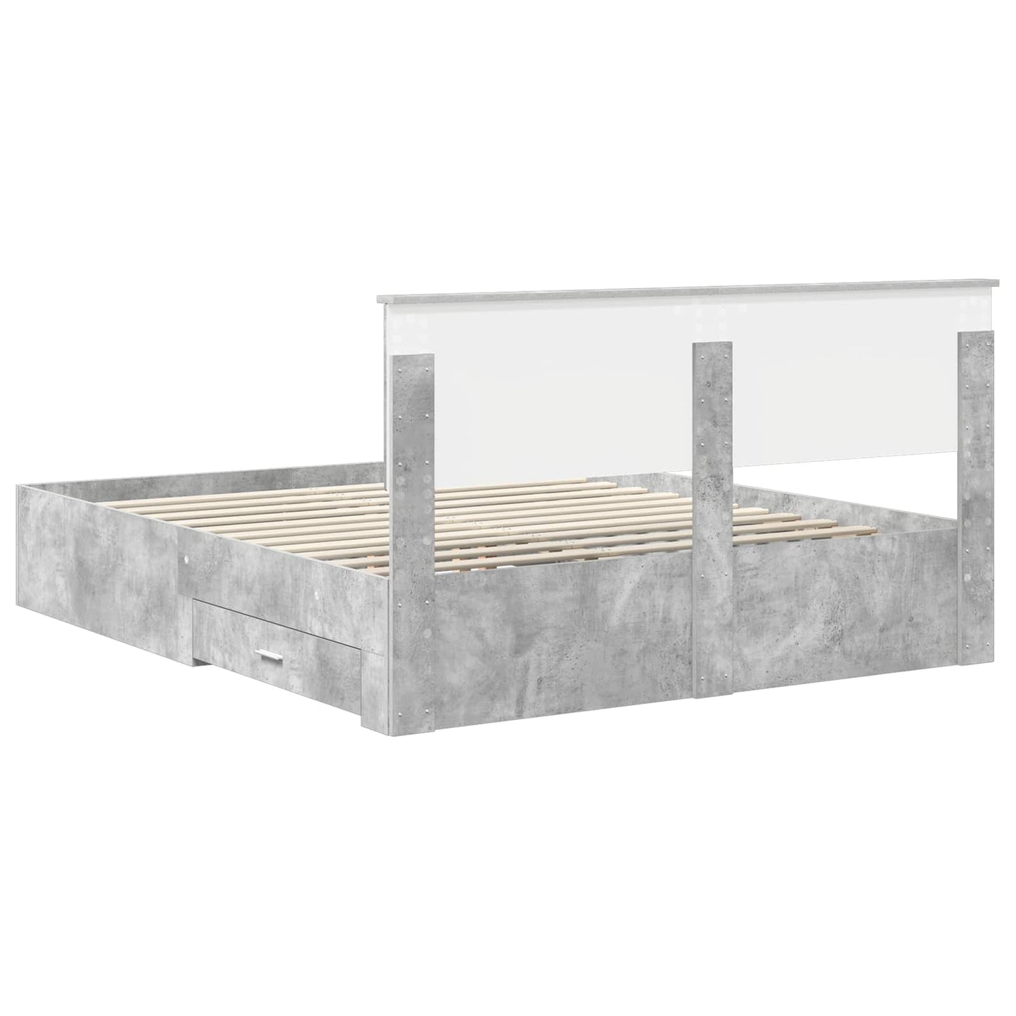 Sengestamme med skuff Betonggrå 160 x 200 cm Konstruert tre
