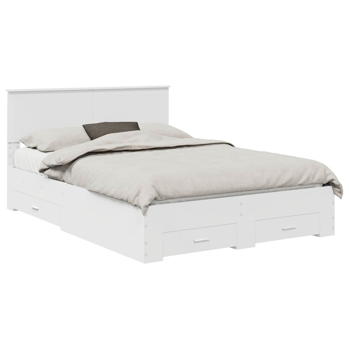 Sengestamme med skuff Hvit 140 x 190 cm Konstruert tre