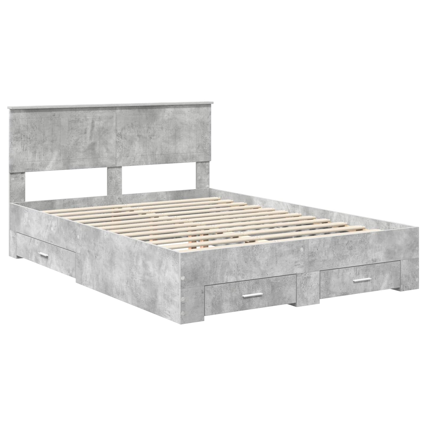 Sengestamme med skuff Betonggrå 140 x 190 cm Konstruert tre