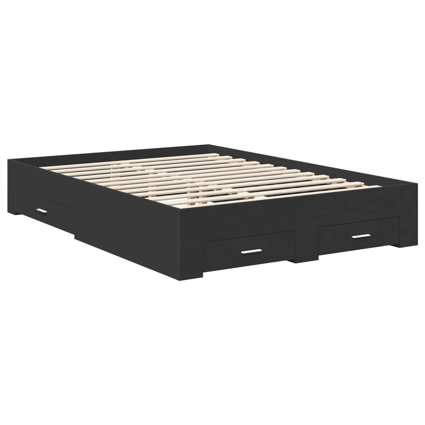 Sengestamme med skuff Svart 135 x 190 cm Konstruert tre