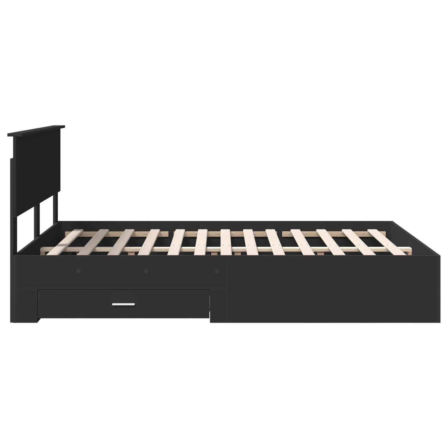 Sengestamme med skuff Svart 135 x 190 cm Konstruert tre