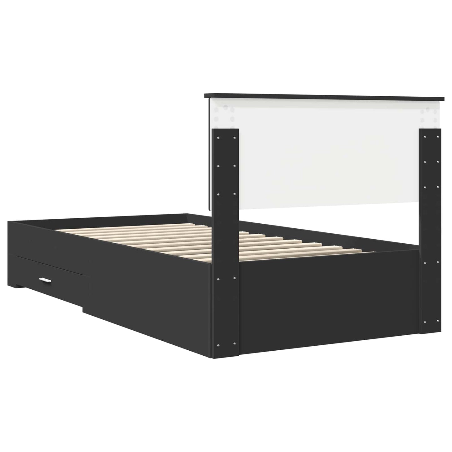 Sengestamme med skuff Svart og sølv 100 x 200 cm Konstruert tre