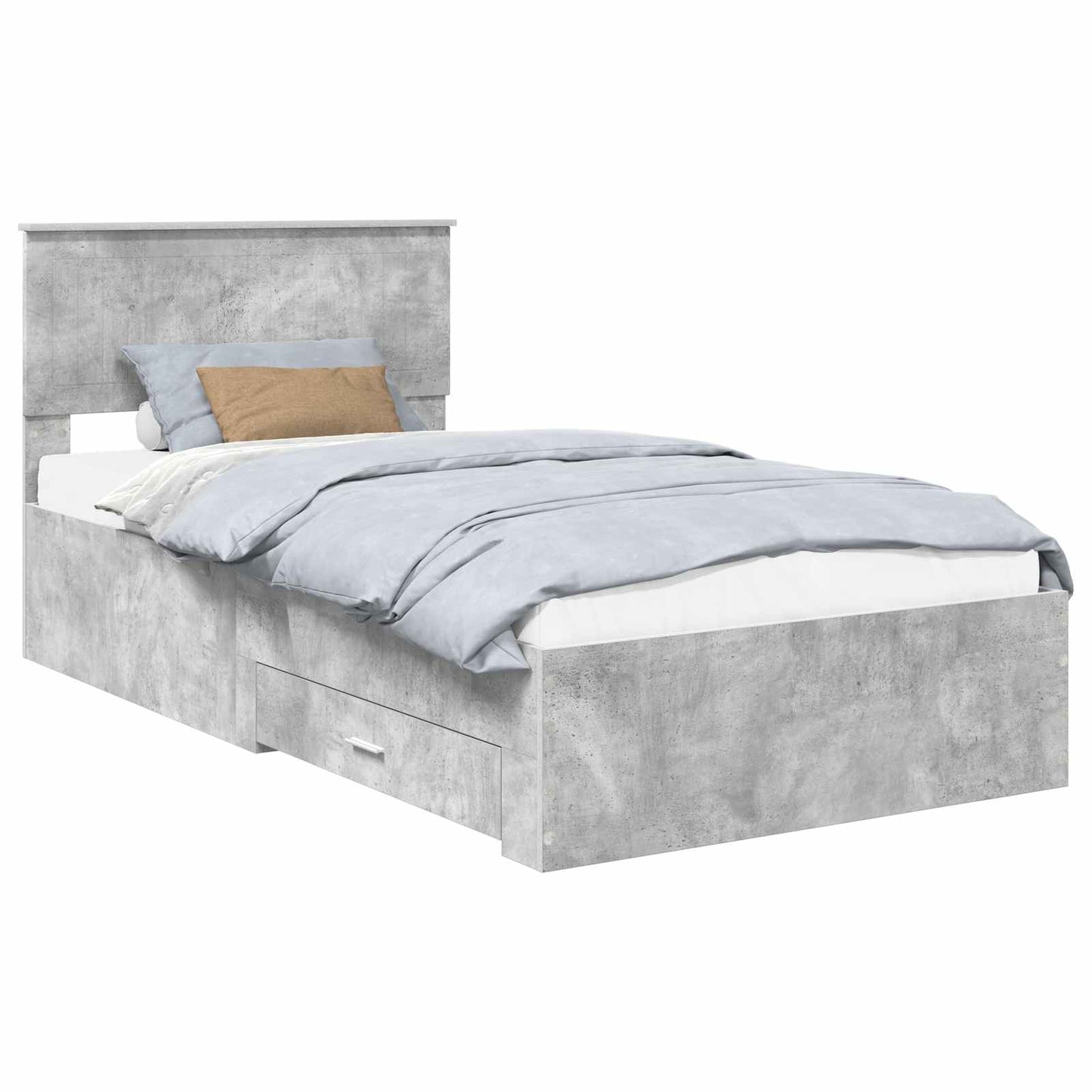 Sengestamme med skuff Betonggrå 100 x 200 cm Konstruert tre