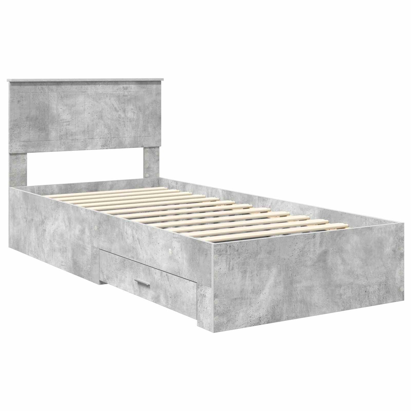 Sengestamme med skuff Betonggrå 90 x 190 cm Konstruert tre