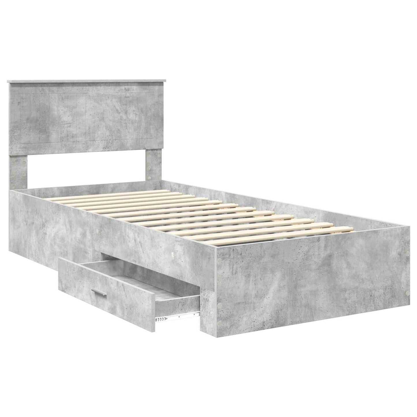 Sengestamme med skuff Betonggrå 90 x 190 cm Konstruert tre