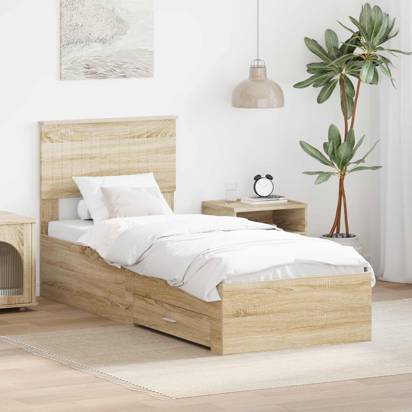 Sengestamme Sonoma Eik og Sølv 75 x 190 cm Konstruert tre