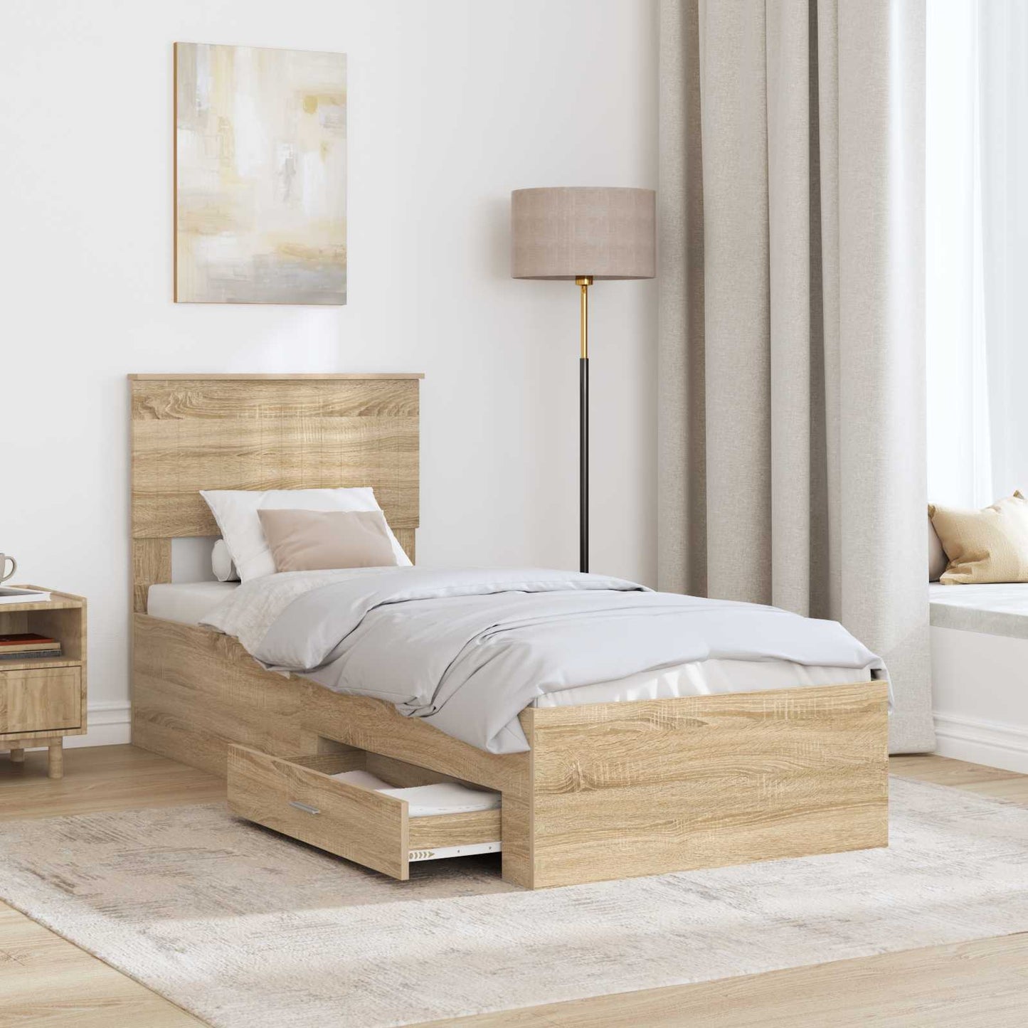 Sengestamme Sonoma Eik og Sølv 75 x 190 cm Konstruert tre