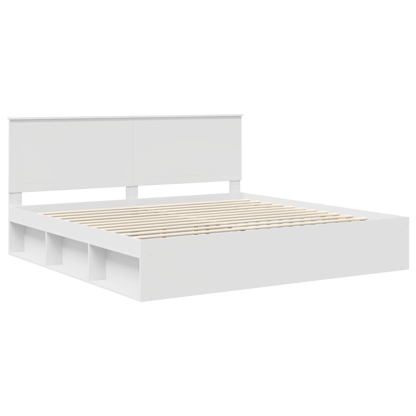Sengestamme med hodegjerde Hvit 200 x 200 cm Massiv furu