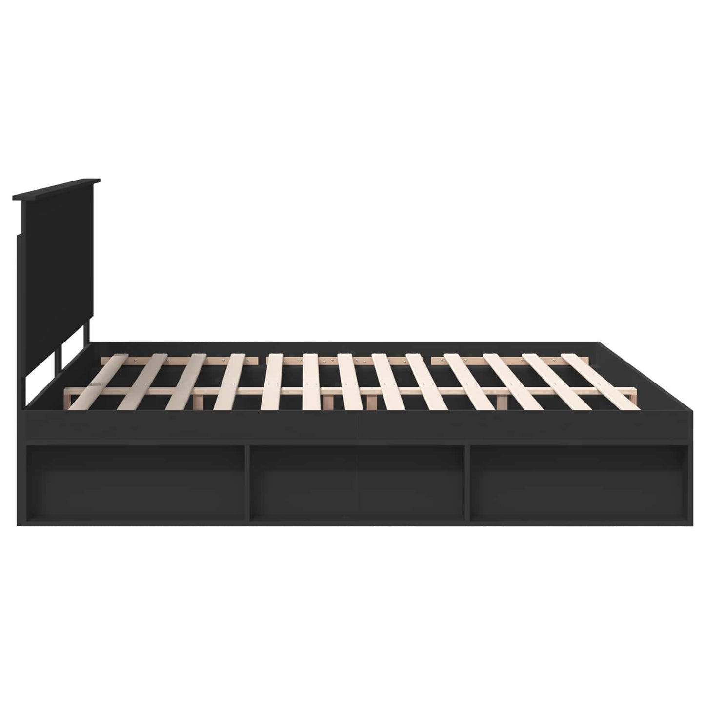 Sengestamme med hodegjerde Svart 200 x 200 cm Massiv furu