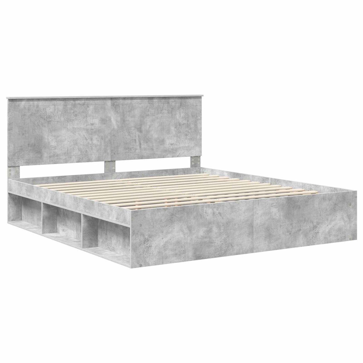 Sengestamme med hodegjerde Betong 180 x 200 cm Massiv furu
