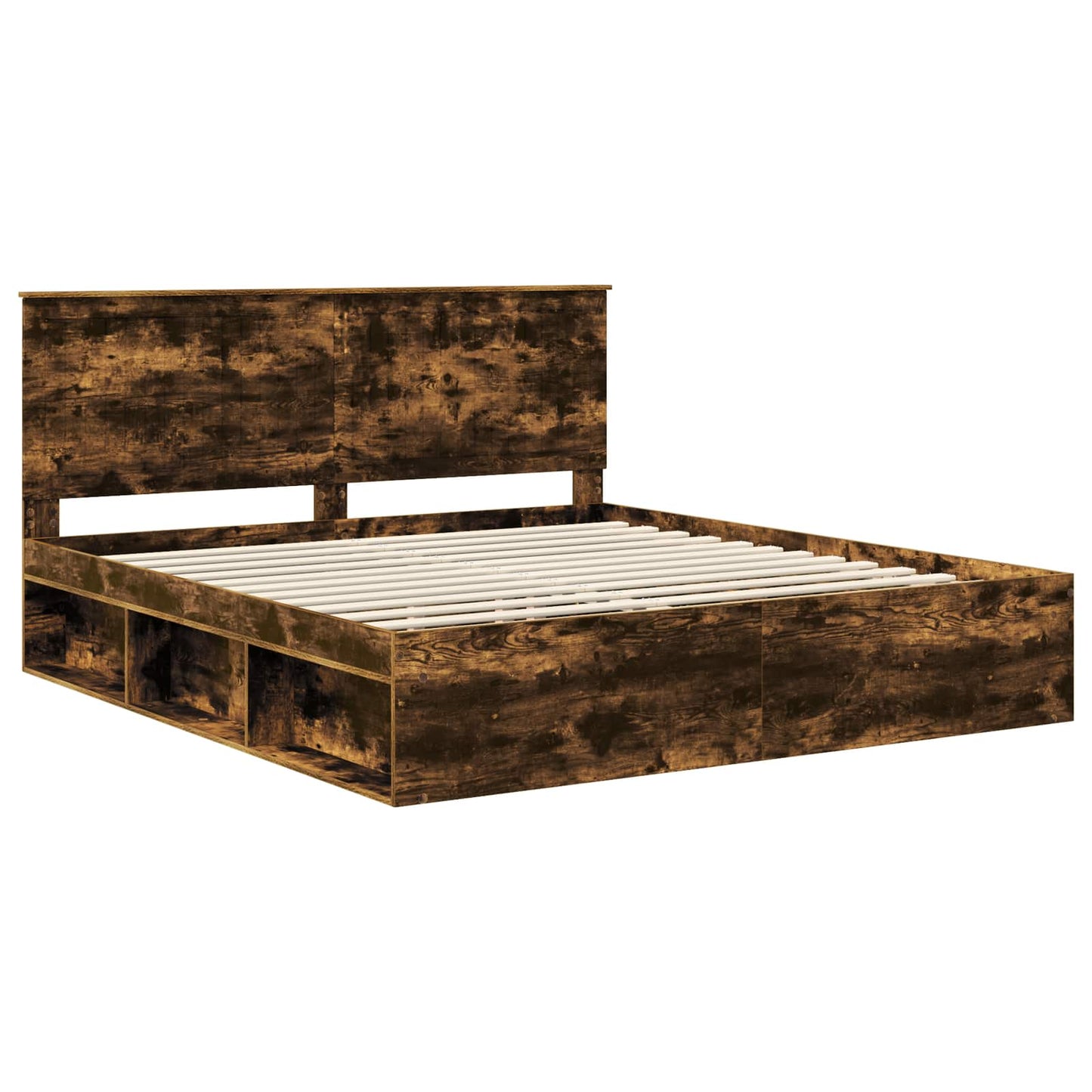 Sengestamme med hodegjerde Røkt eik 180 x 200 cm Massiv furu