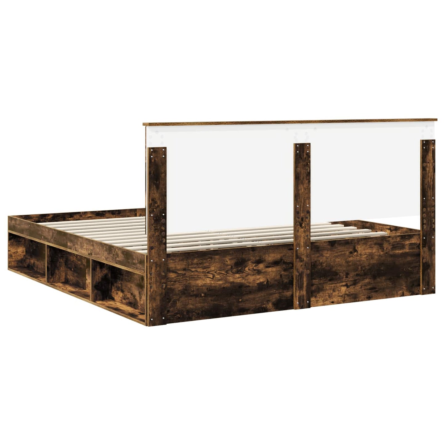 Sengestamme med hodegjerde Røkt eik 180 x 200 cm Massiv furu