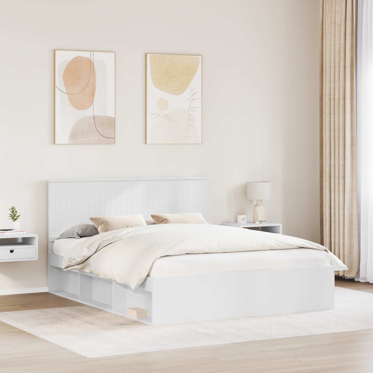 Sengestamme med hodegjerde Hvit 160 x 200 cm Massiv furu