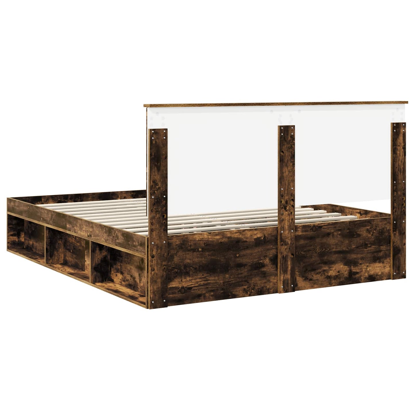 Sengestamme med hodegjerde Røkt eik 160 x 200 cm Massiv furu