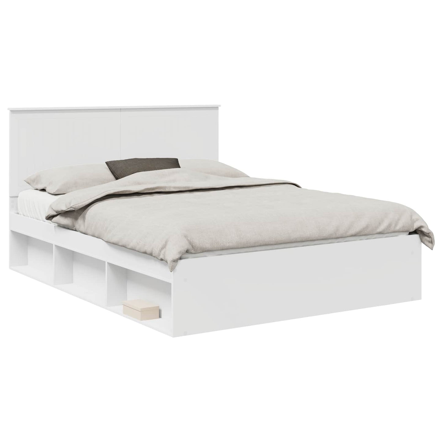 Sengestamme med hodegjerde Hvit 150 x 200 cm Massiv furu