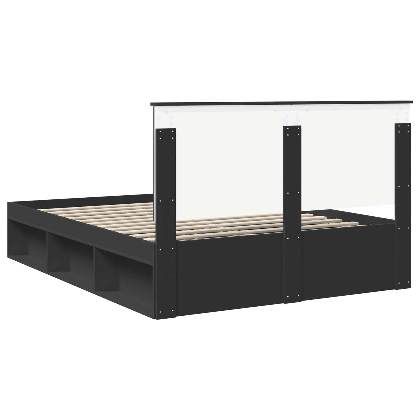 Sengestamme med hodegjerde Svart 150 x 200 cm Massiv furu