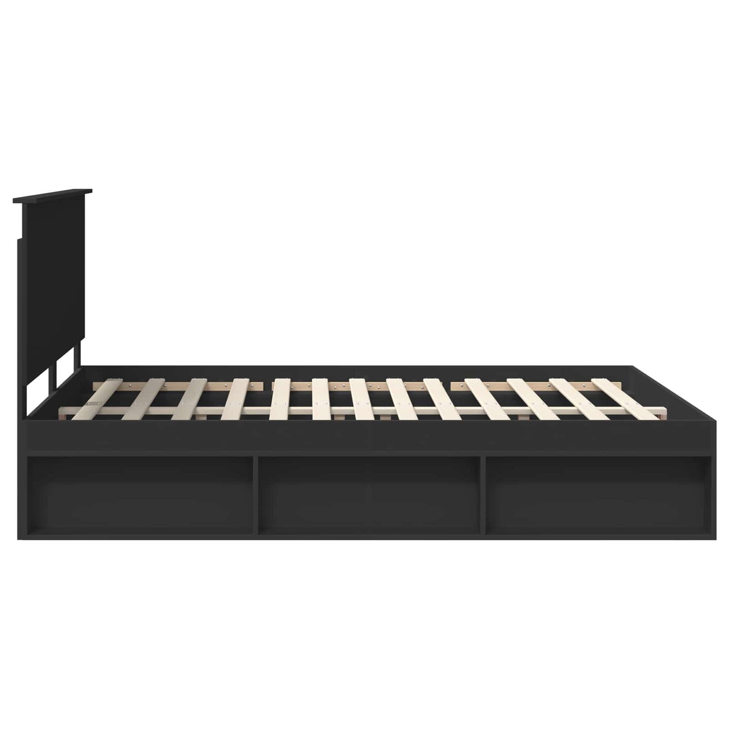 Sengestamme med hodegjerde Svart 150 x 200 cm Massiv furu