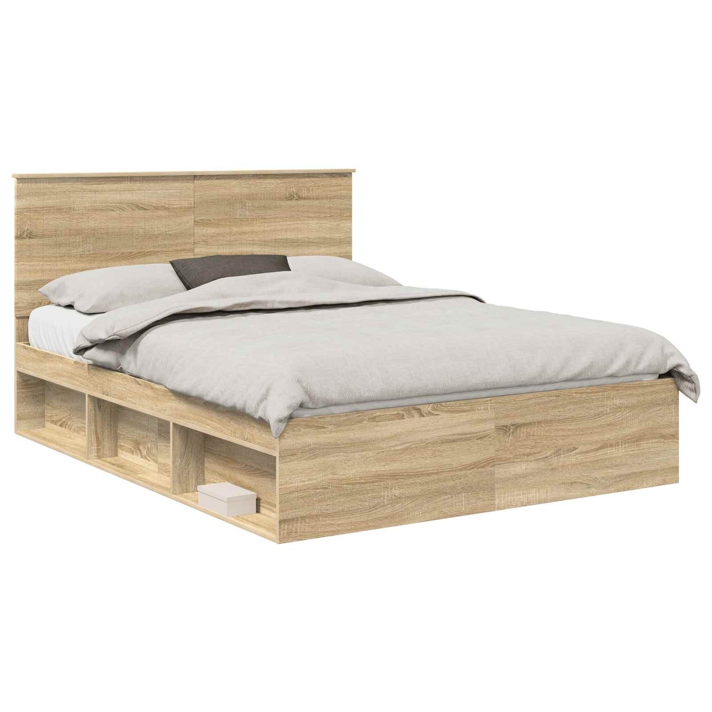 Sengestamme med hodegjerde Sonoma eik 150 x 200 cm Massiv furu