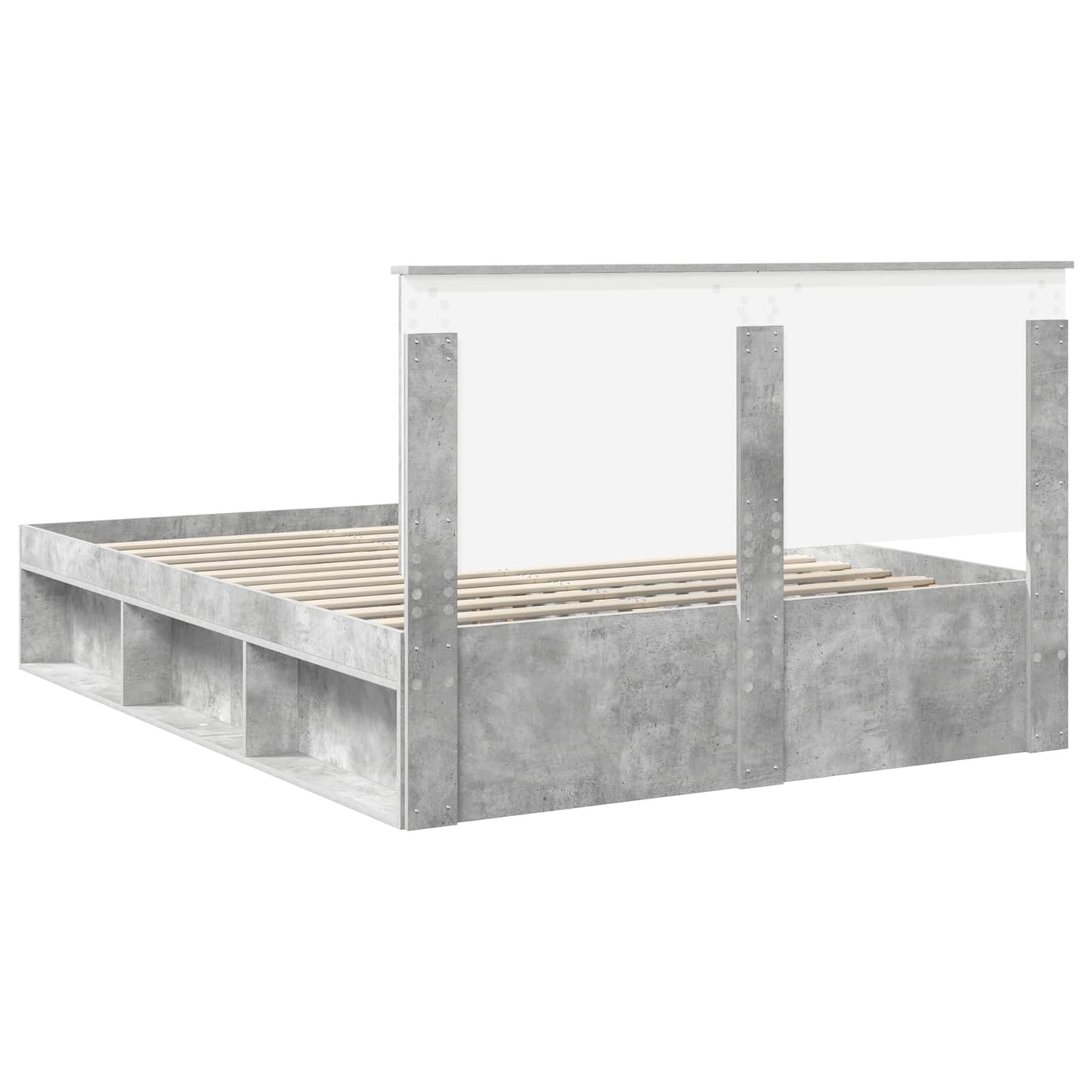 Sengestamme med hodegjerde Betonggrå 150 x 200 cm Massiv furu