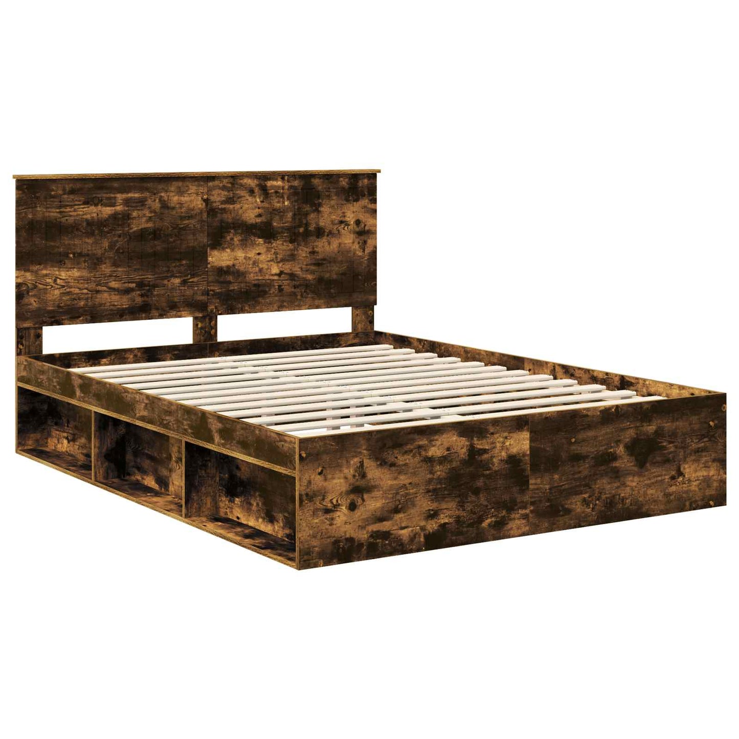 Sengestamme med hodegjerde Røkt eik 150 x 200 cm Massiv furu