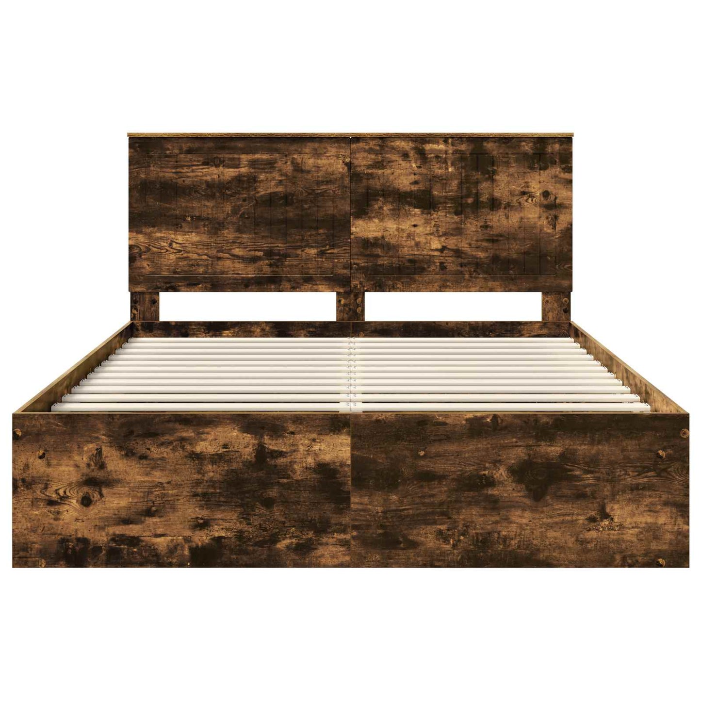 Sengestamme med hodegjerde Røkt eik 150 x 200 cm Massiv furu
