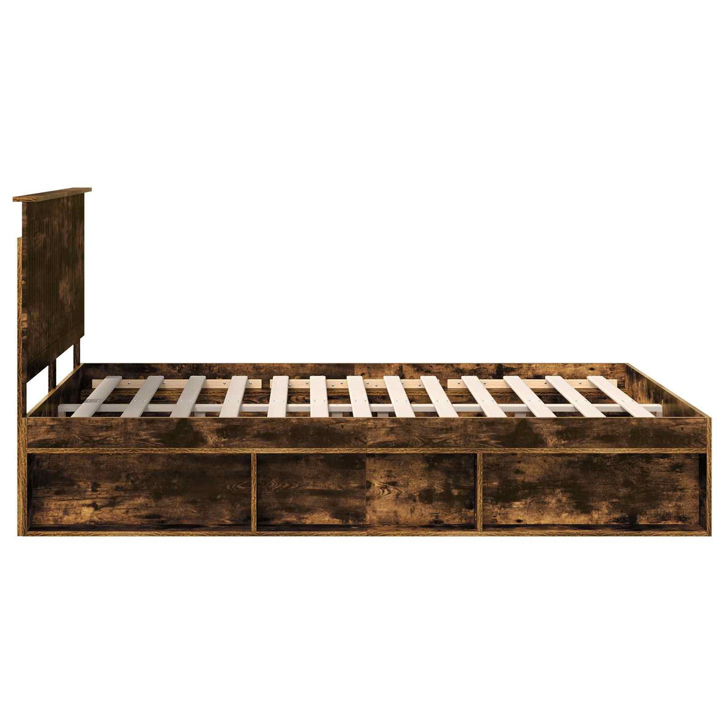 Sengestamme med hodegjerde Røkt eik 150 x 200 cm Massiv furu