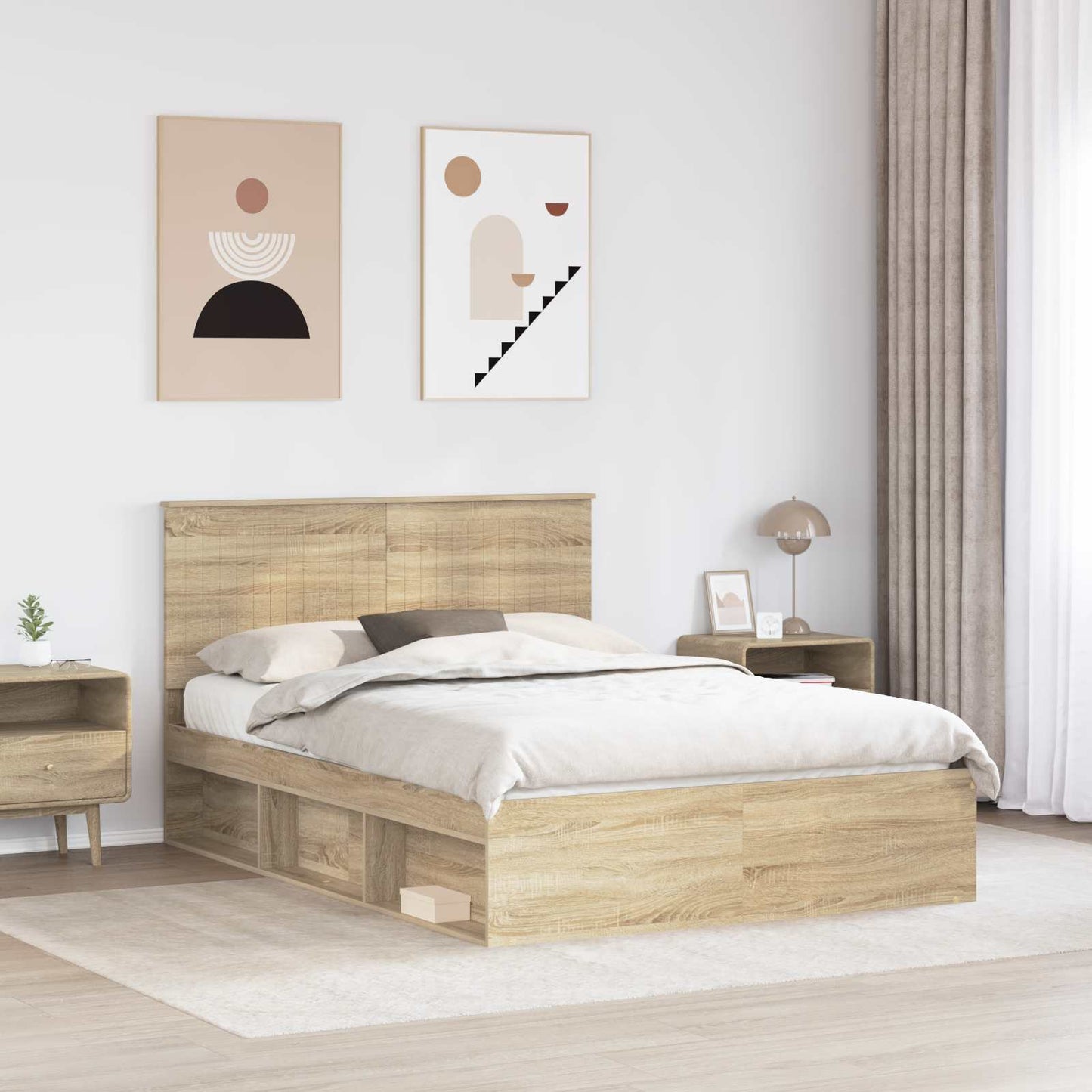 Sengestamme med hodegjerde Sonoma 140 x 190 cm Massiv furu