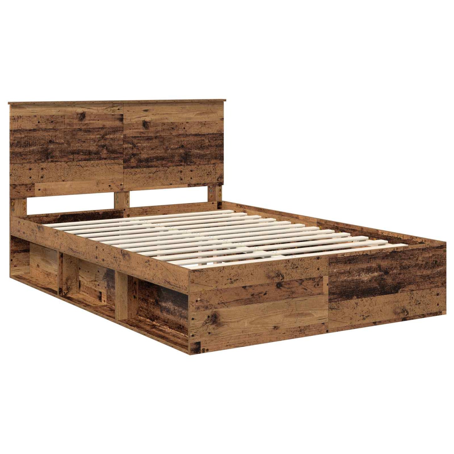 Sengestamme med hodegjerde Gammelt tre 135 x 190 cm Massiv furu