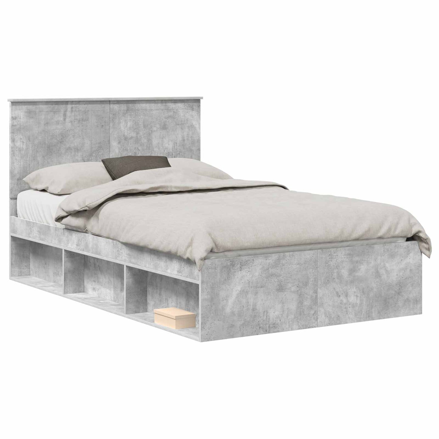 Sengestamme med hodegjerde Betong 120 x 200 cm Massiv furu