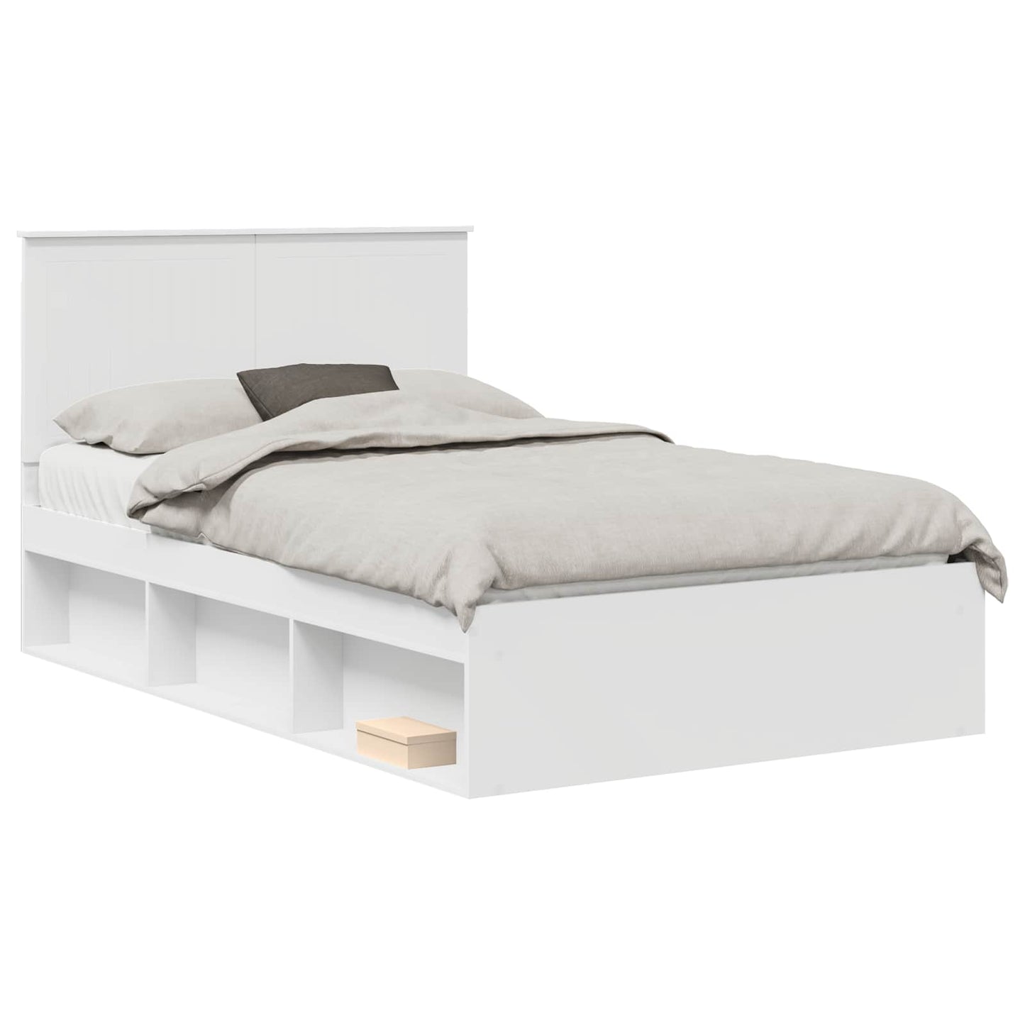 Sengestamme med hodegjerde Hvit 120 x 190 cm Massiv furu
