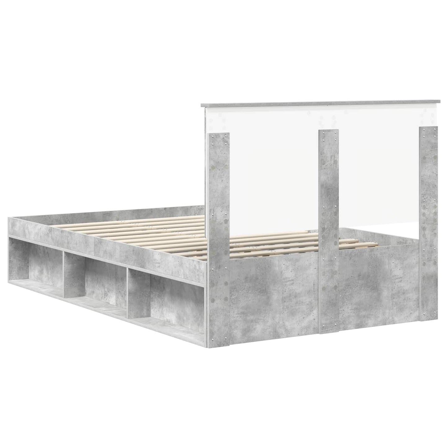 Sengestamme med hodegjerde Betong 120 x 190 cm Massiv furu