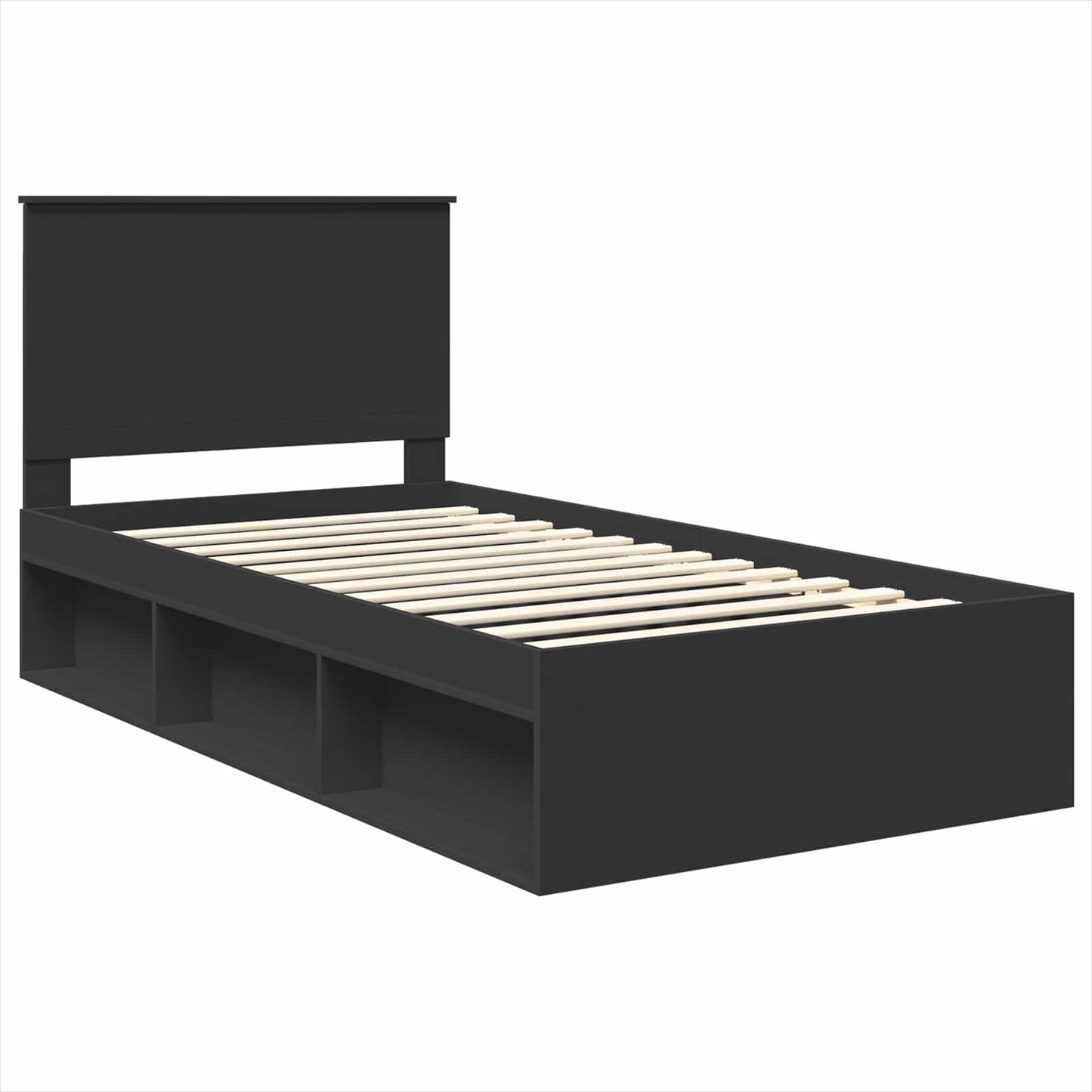 Sengestamme med hodegjerde Svart 100 x 200 cm Massiv furu