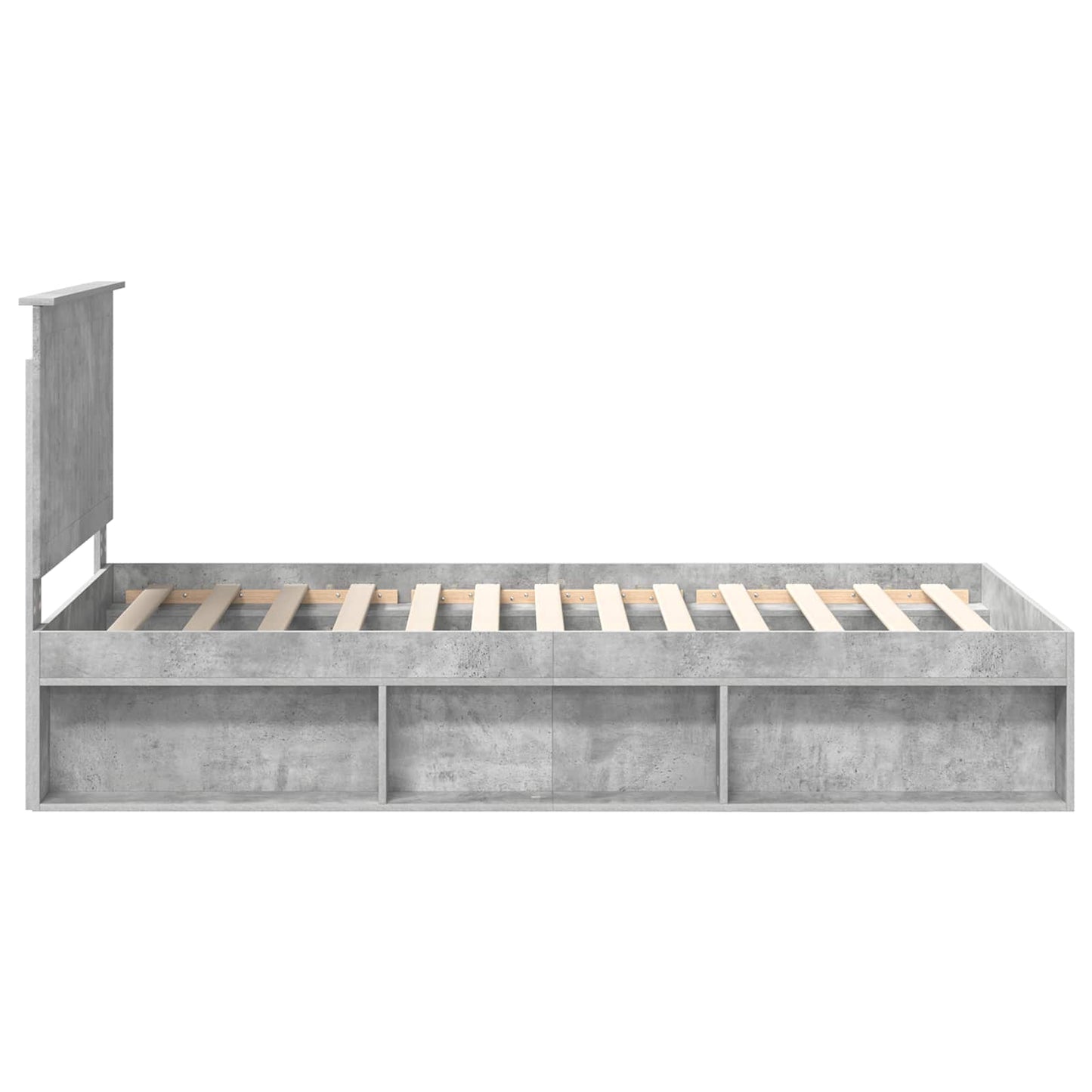 Sengestamme med hodegjerde Betonggrå 100 x 200 cm Massiv furu