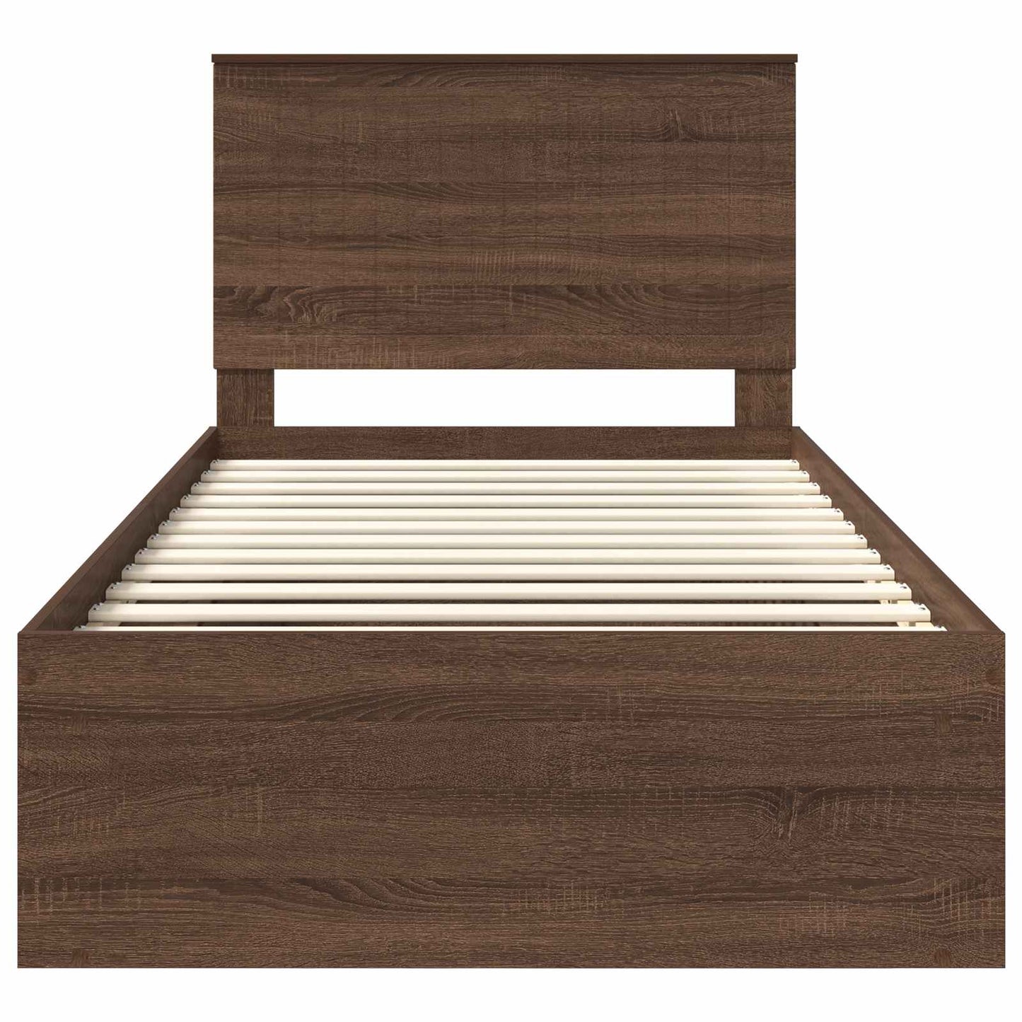 Sengestamme med hodegjerde Brun Eik 100 x 200 cm Massiv furu