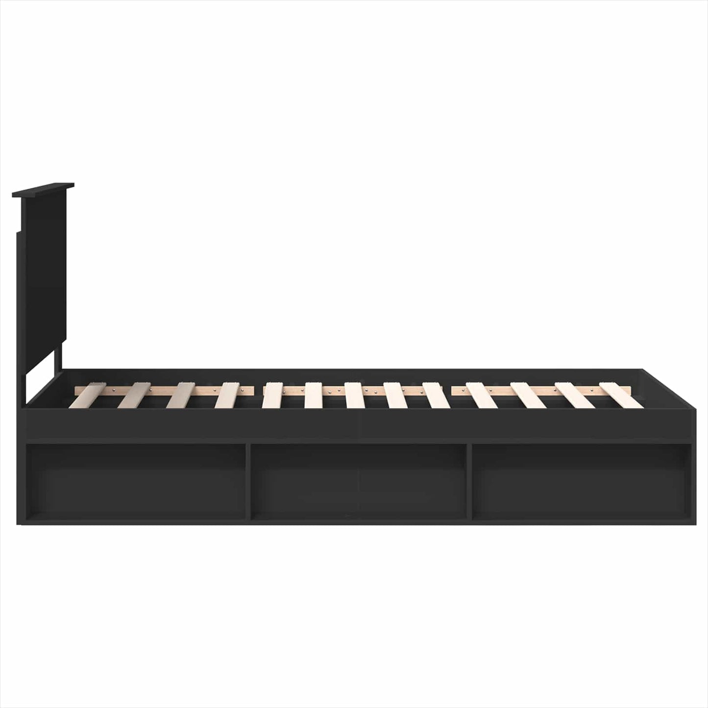 Sengestamme med hodegjerde Svart 90 x 200 cm Massiv furu