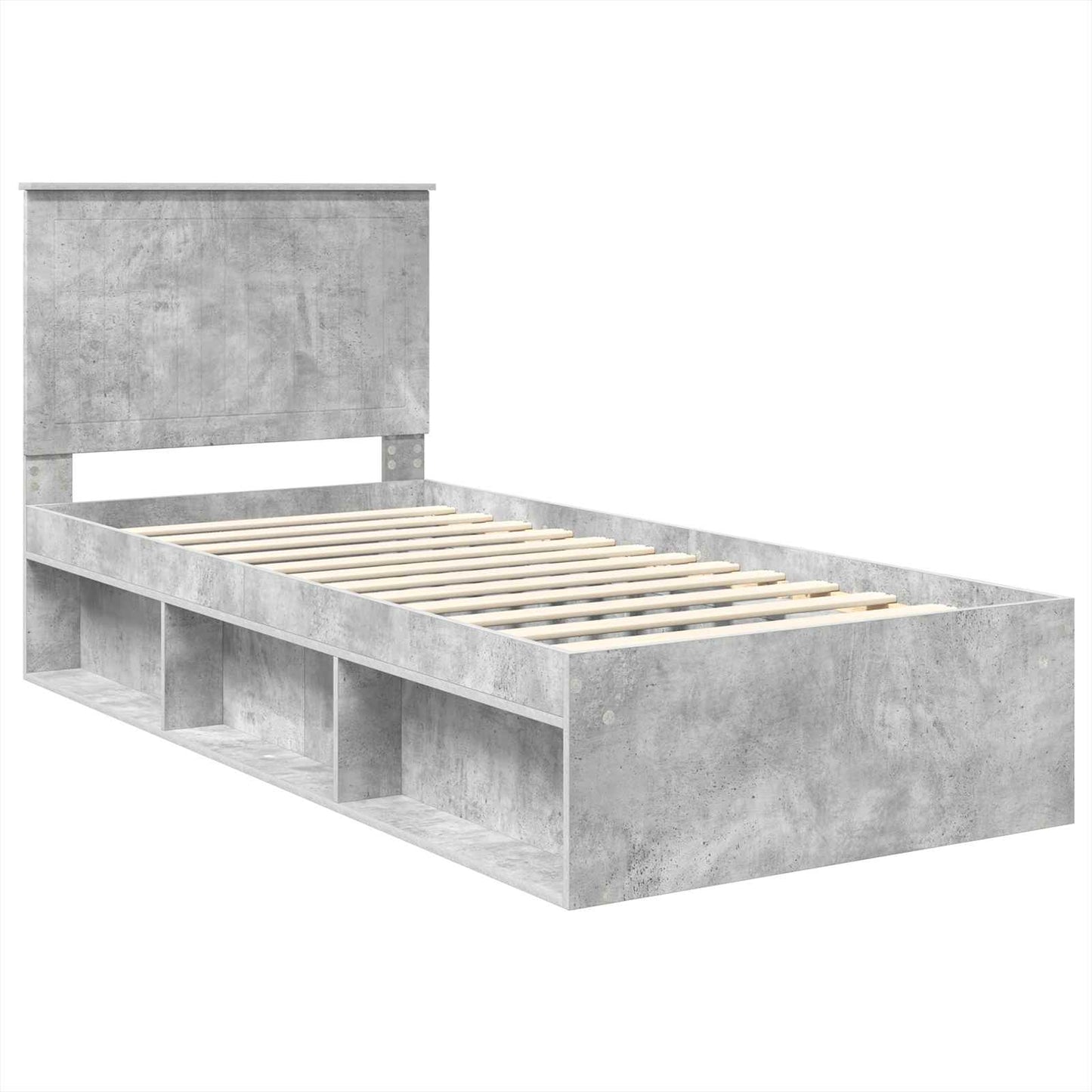 Sengestamme med hodegjerde Betong 90 x 200 cm Massiv furu